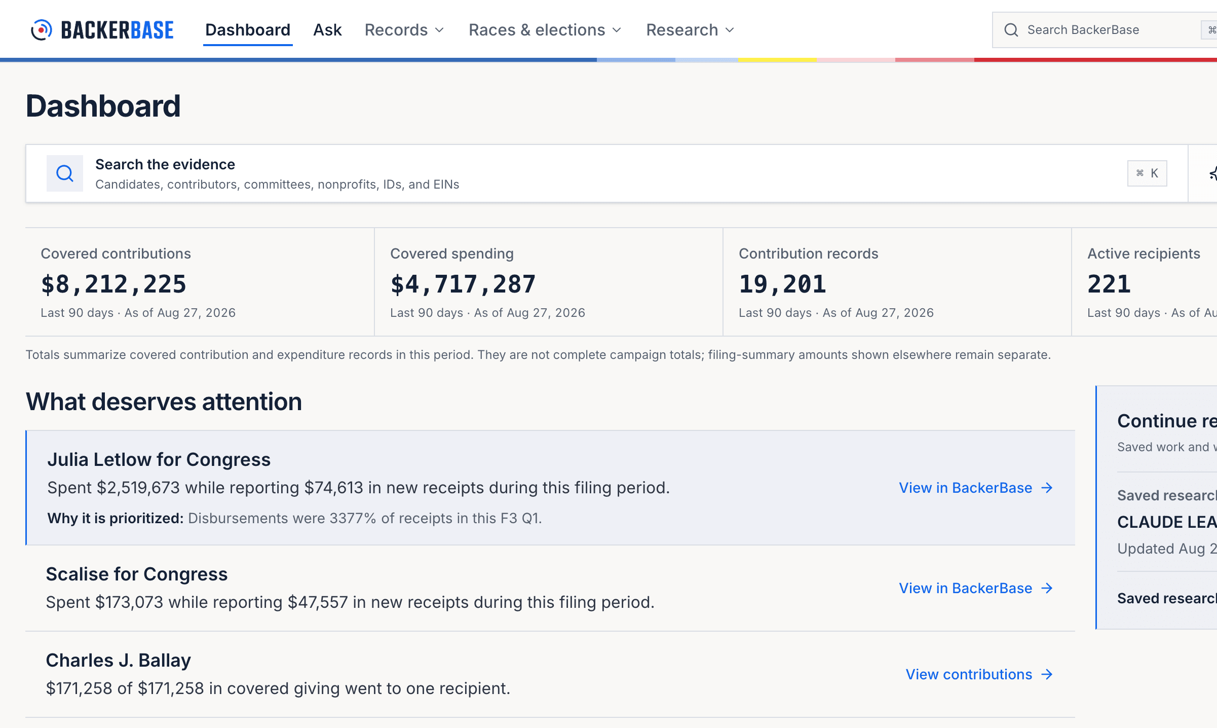 BackerBase political-money research workspace